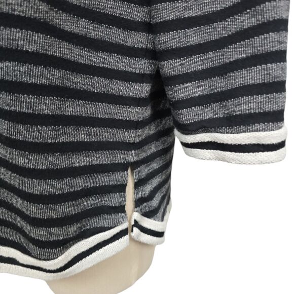Soft Surroundings Sweater Women’s Medium Knit Striped Top Black Gray 3/4 Sleeve - Picture 11 of 13